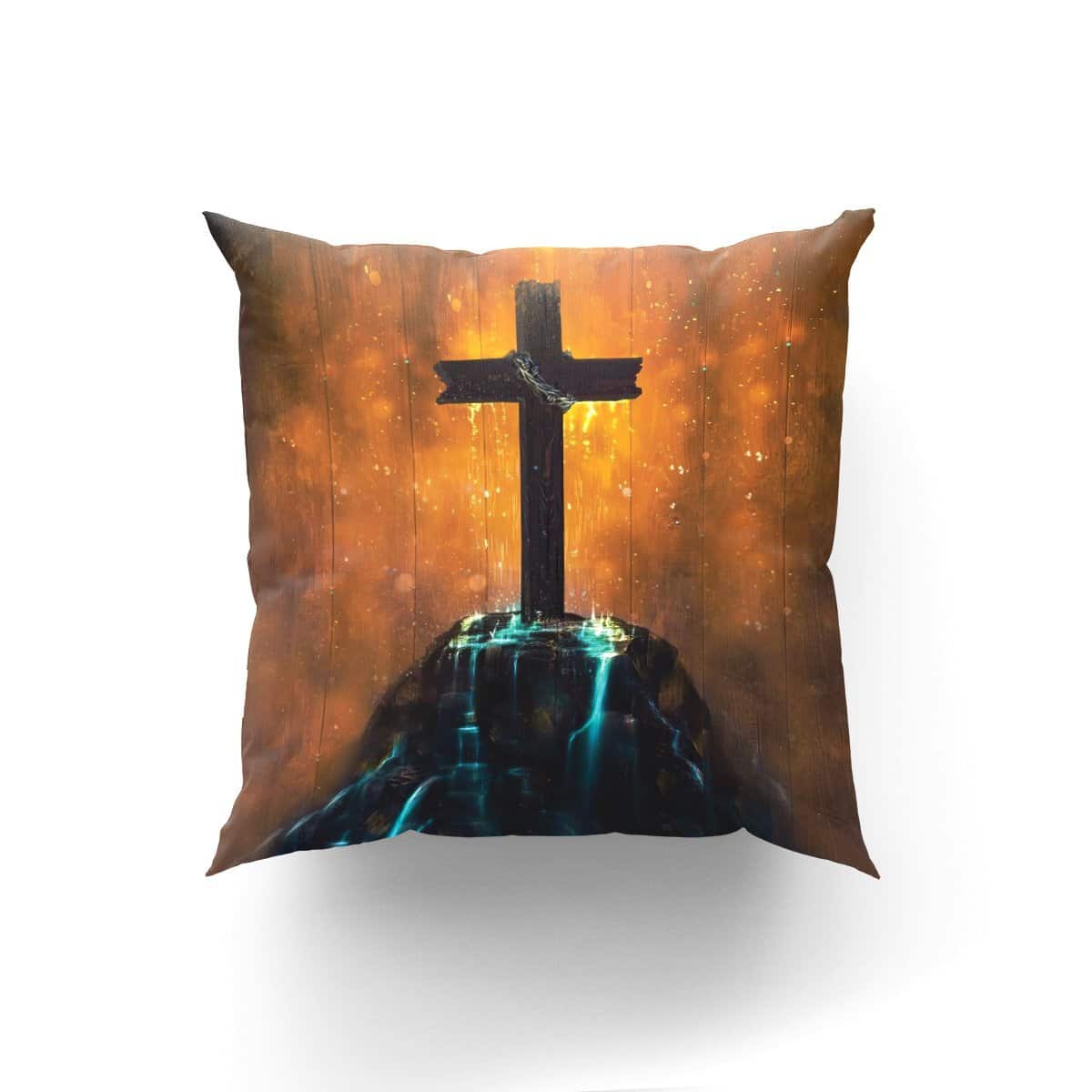 Bible Verse Scripture God Cross On Rock Christian Pillow