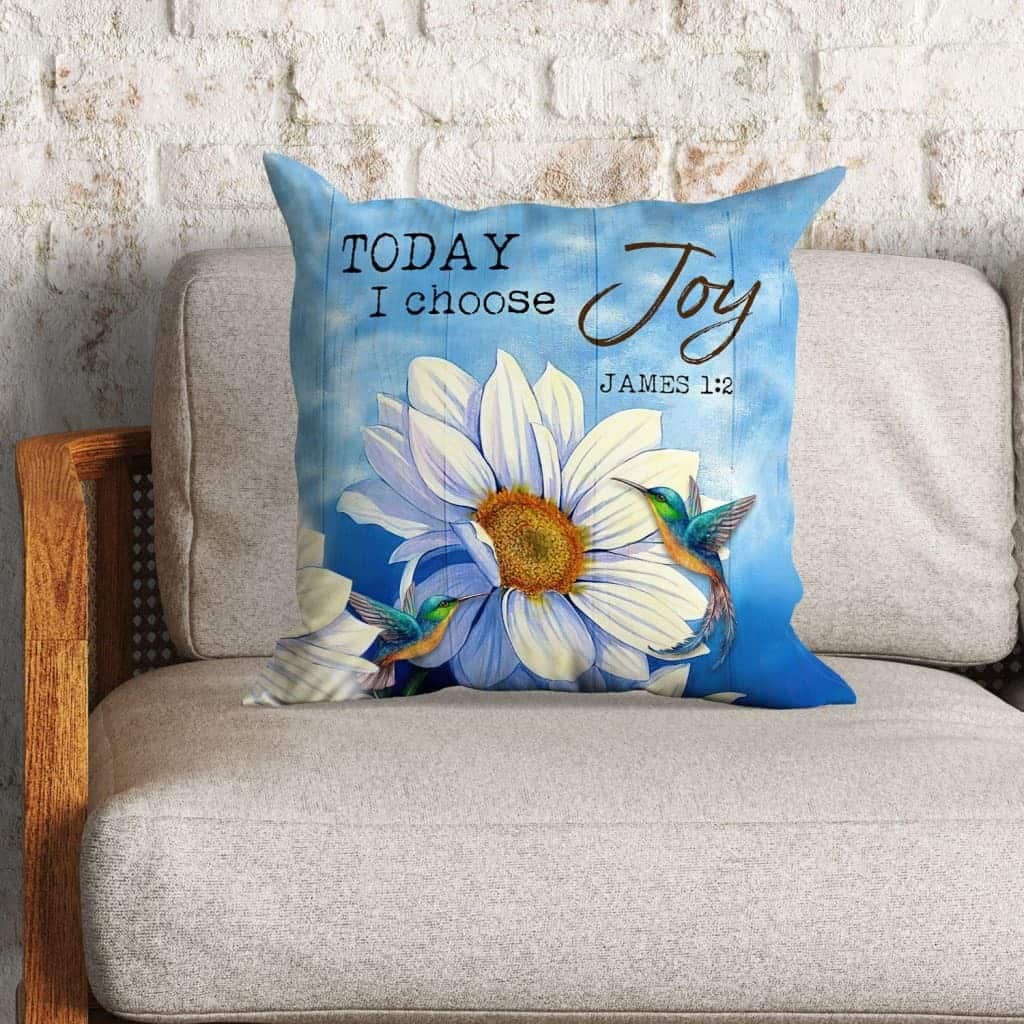 Hummingbird With Daisies Today I Choose Joy James 12 Bible Verse Pillow Hummingbird With Daisies Today I Choose Joy James 12 Bible Verse Pillow