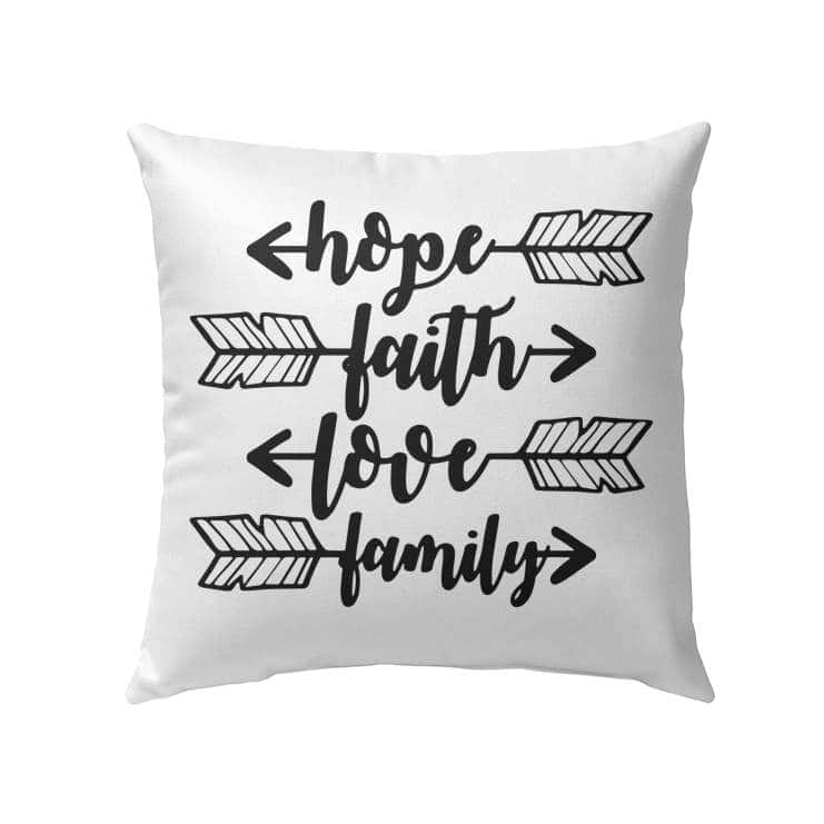Hope Faith Love Family Christian Pillow Hope Faith Love Family Christian Pillow