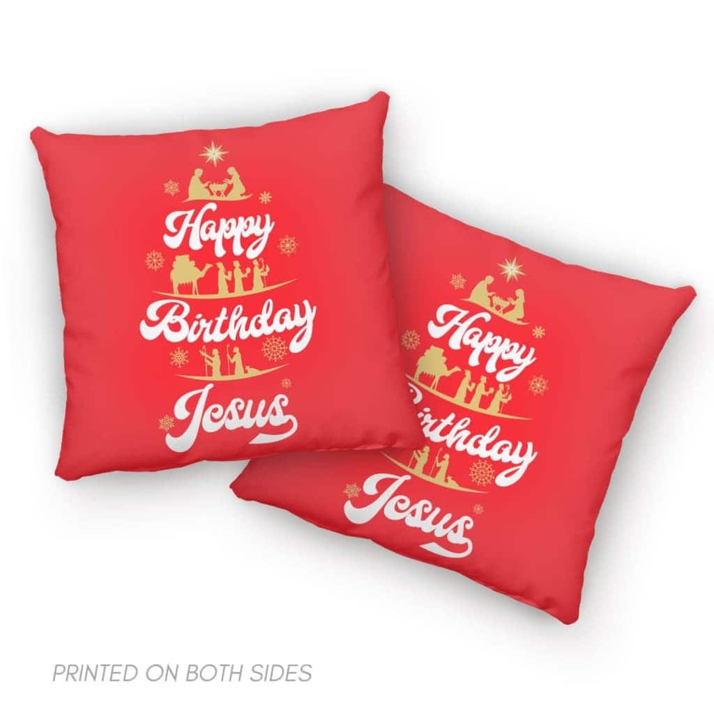 Happy Birthday Jesus Christmas Pillow