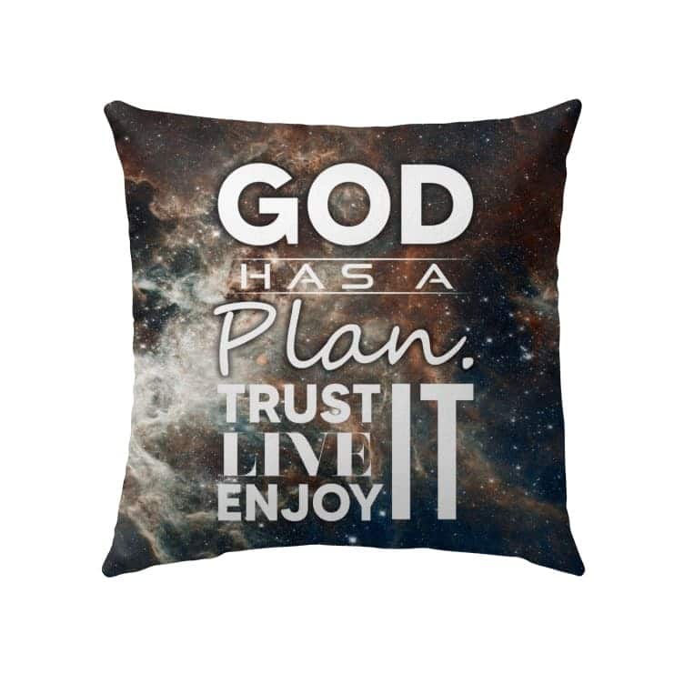God Has A Plan Trust It Live It Enjoy It Christian Pillow