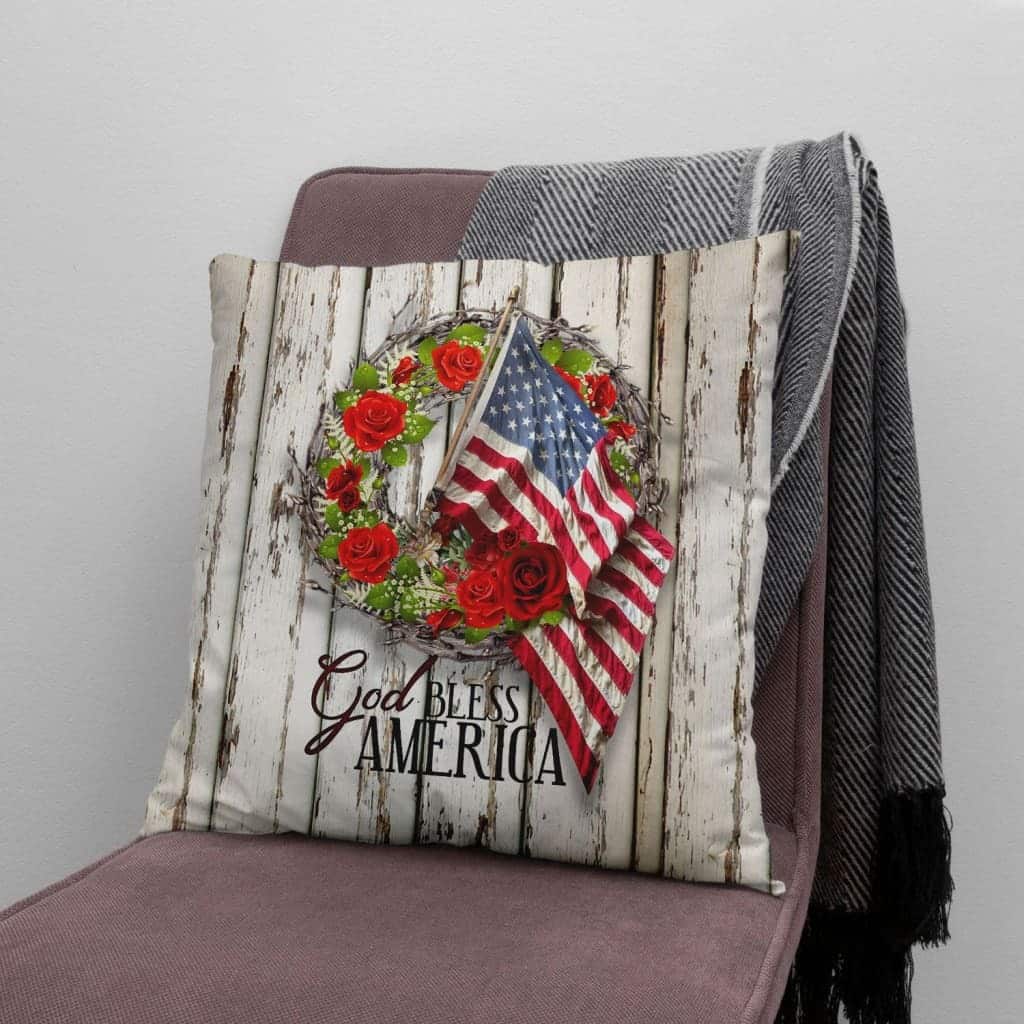 God Bless America Christian US Flag Pillow God Bless America Christian US Flag Pillow