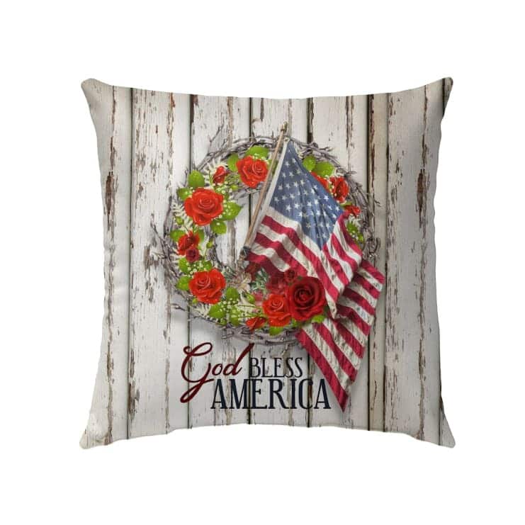 God Bless America Christian US Flag Pillow God Bless America Christian US Flag Pillow