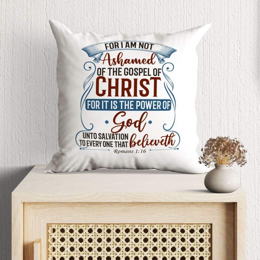 For I Am Not Ashamed Of The Gospel Of Christ Romans 116 Bible Verse Pillow For I Am Not Ashamed Of The Gospel Of Christ Romans 116 Bible Verse Pillow