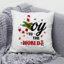 Joy To The World Buffalo Plaid Christmas Pillow