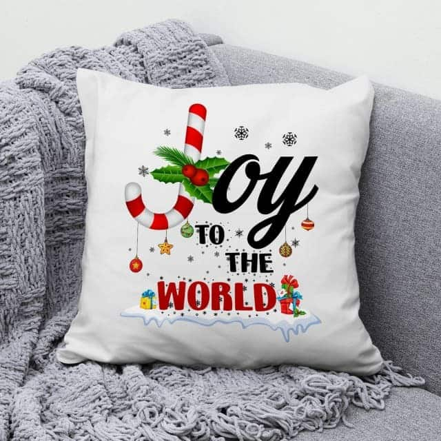 Joy To The World Buffalo Plaid Christmas Pillow