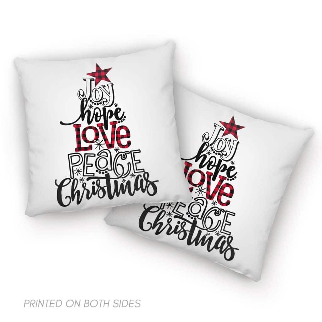 Joy Hope Love Peace Christmas Buffalo Plaid Christian Pillow Joy Hope Love Peace Christmas Buffalo Plaid Christian Pillow