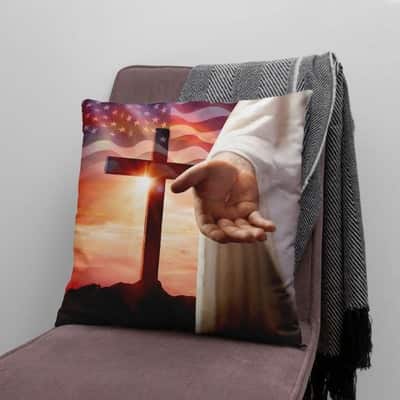 Jesus Outstretched Hands Saves Christian Cross Pillow Jesus Outstretched Hands Saves Christian Cross Pillow