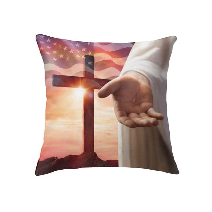 Jesus Outstretched Hands Saves Christian Cross Pillow Jesus Outstretched Hands Saves Christian Cross Pillow