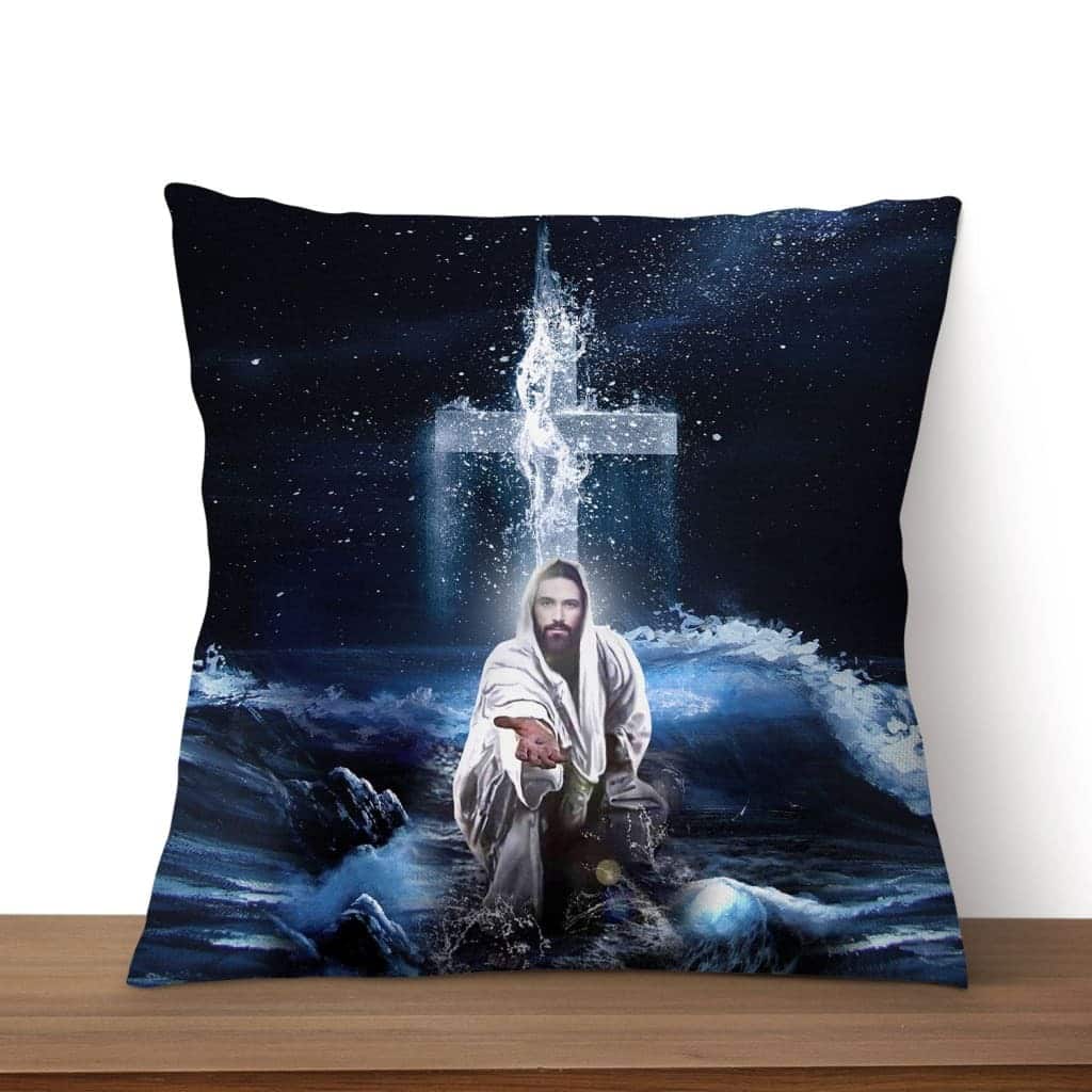 Jesus Outstretched Hands Saves Christian Religious Pillow Jesus Outstretched Hands Saves Christian Religious Pillow