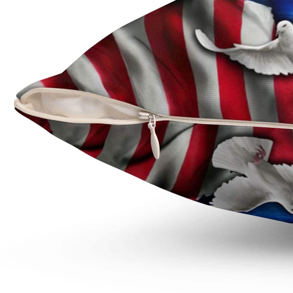 Jesus Lion American Flag Of Faith Christian Pillow Jesus Lion American Flag Of Faith Christian Pillow