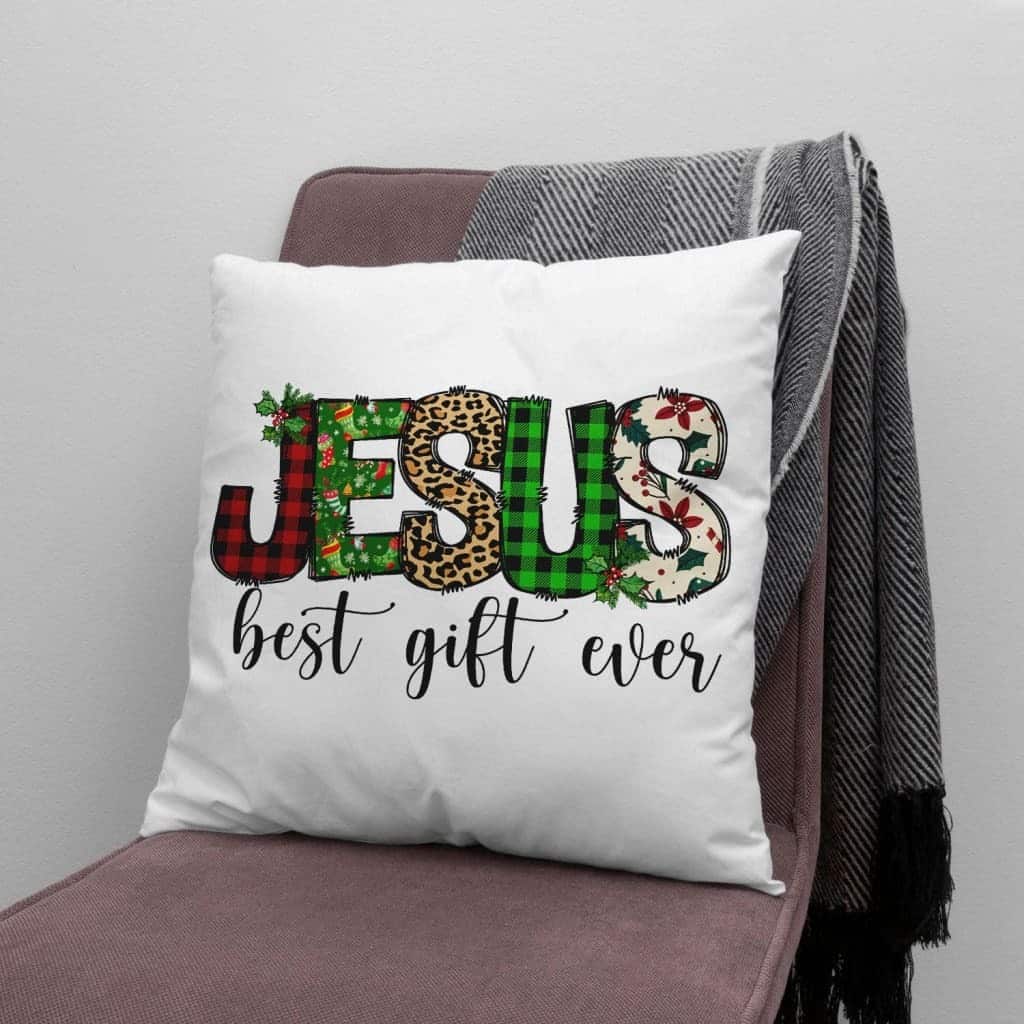 Jesus Best Gift Ever Buffalo Plaid Leopard Pillow Jesus Best Gift Ever Buffalo Plaid Leopard Pillow