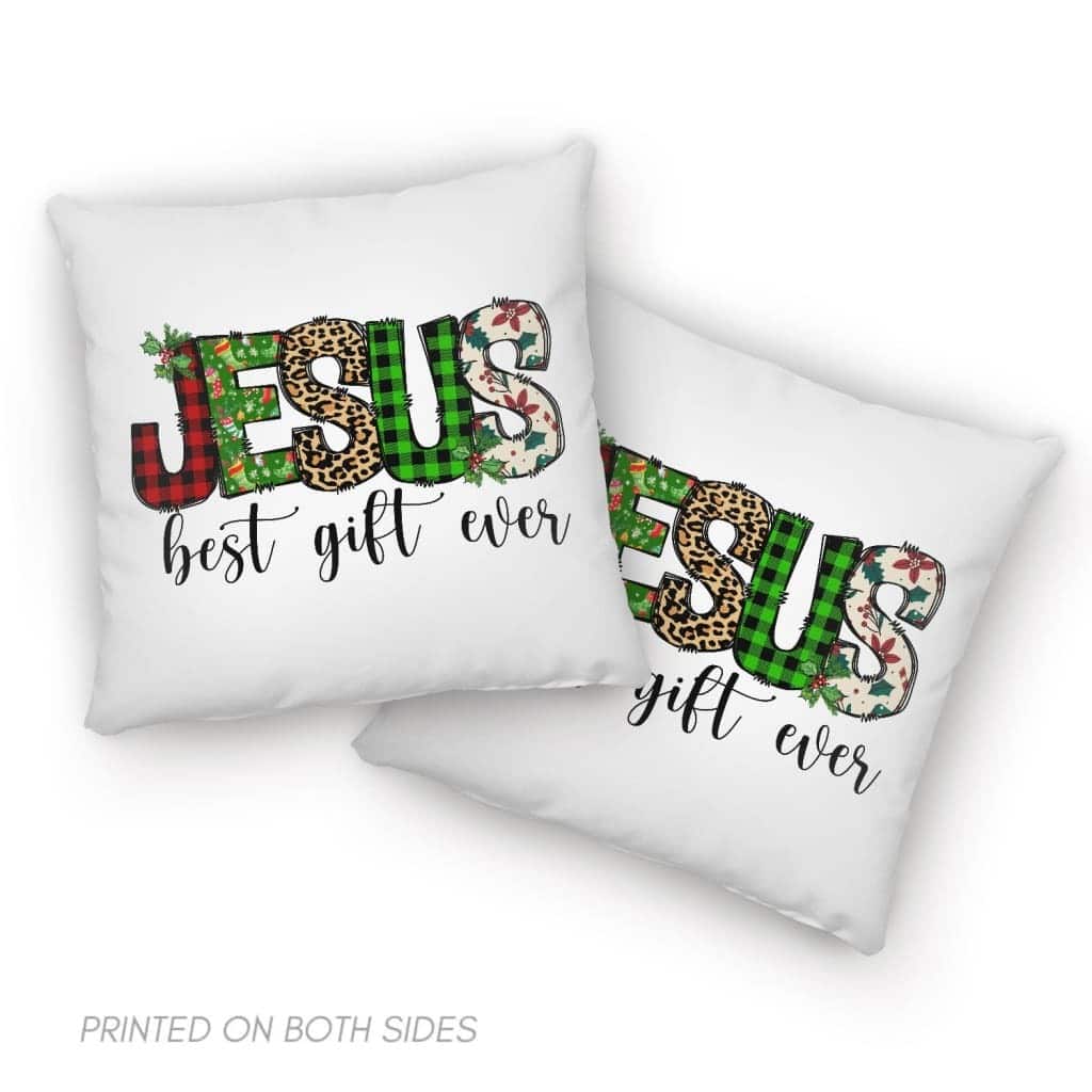 Jesus Best Gift Ever Buffalo Plaid Leopard Pillow Jesus Best Gift Ever Buffalo Plaid Leopard Pillow