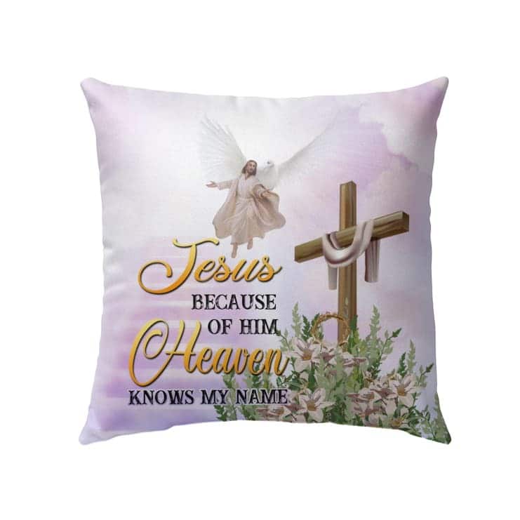 Jesus Because Of Him Heaven Knows My Name Christian Pillow Jesus Because Of Him Heaven Knows My Name Christian Pillow