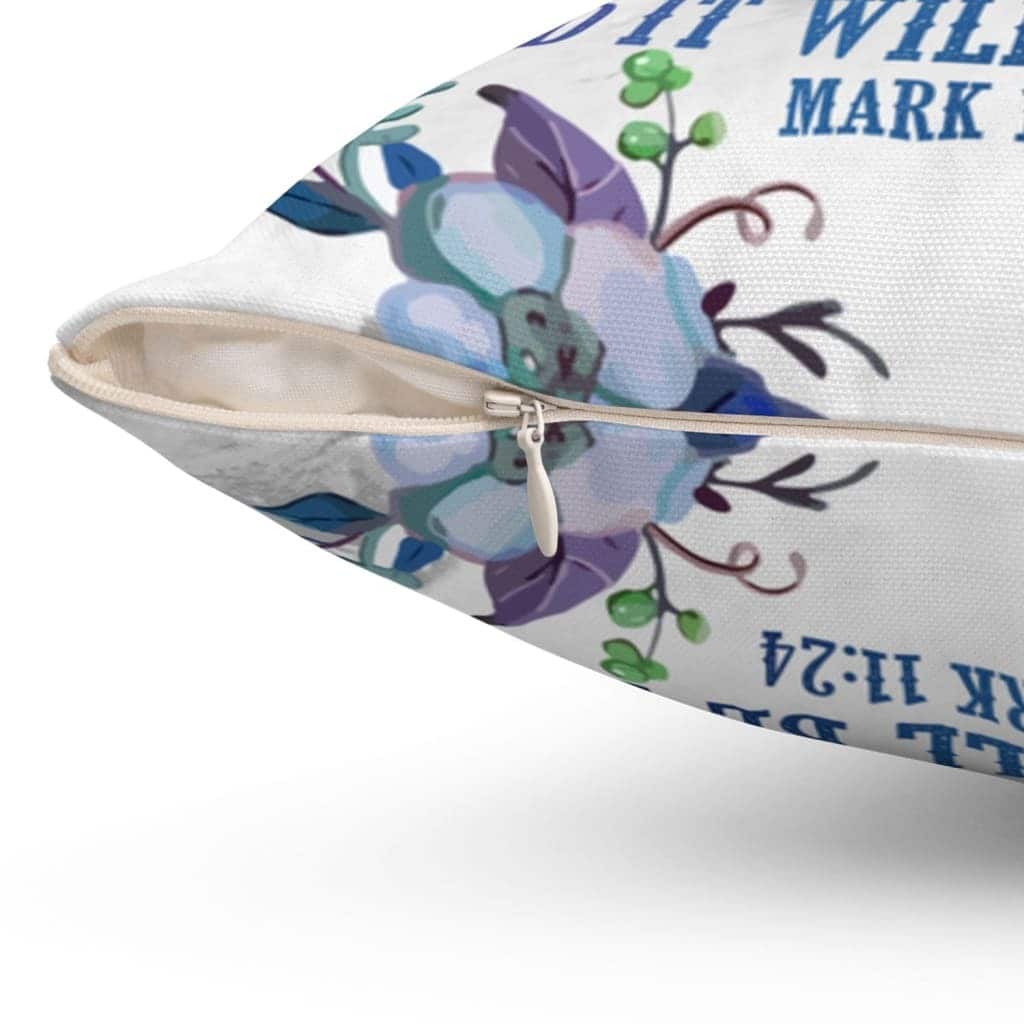 Pray Believe Receive Mark 1124 Bible Verse Pillow