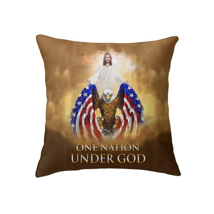 US Flag One Nation Under God Christian Pillow