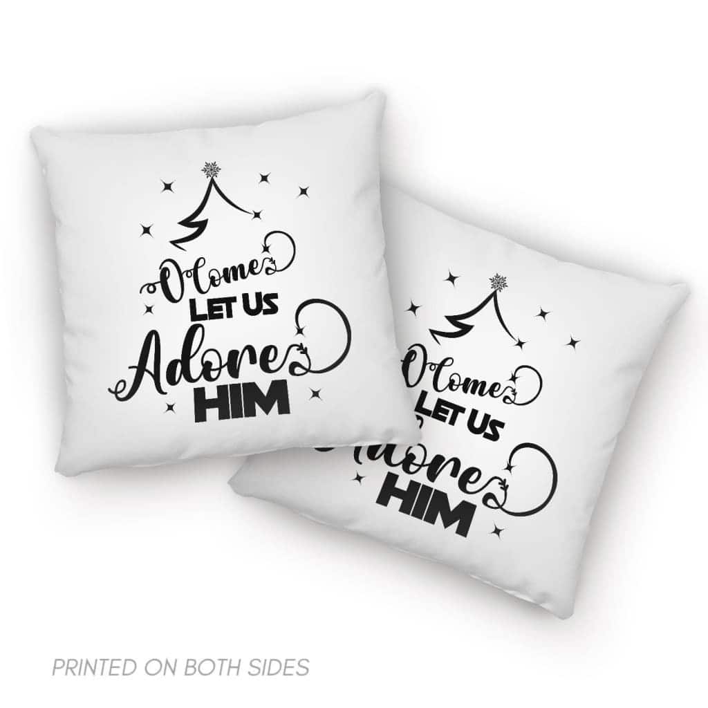 O Come Let Us Adore Him Christmas Tree Christian Pillow