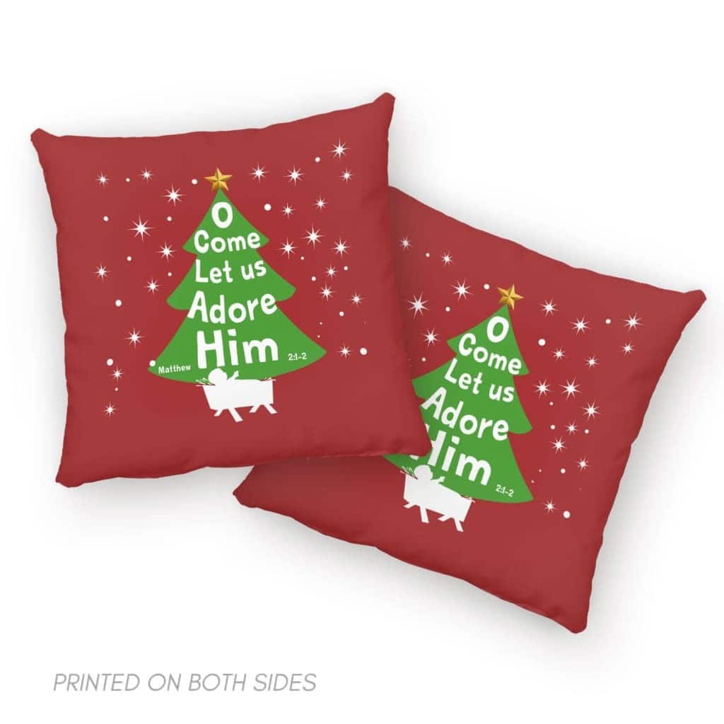 O Come Let Us Adore Him Christmas Tree Pillow O Come Let Us Adore Him Christmas Tree Pillow