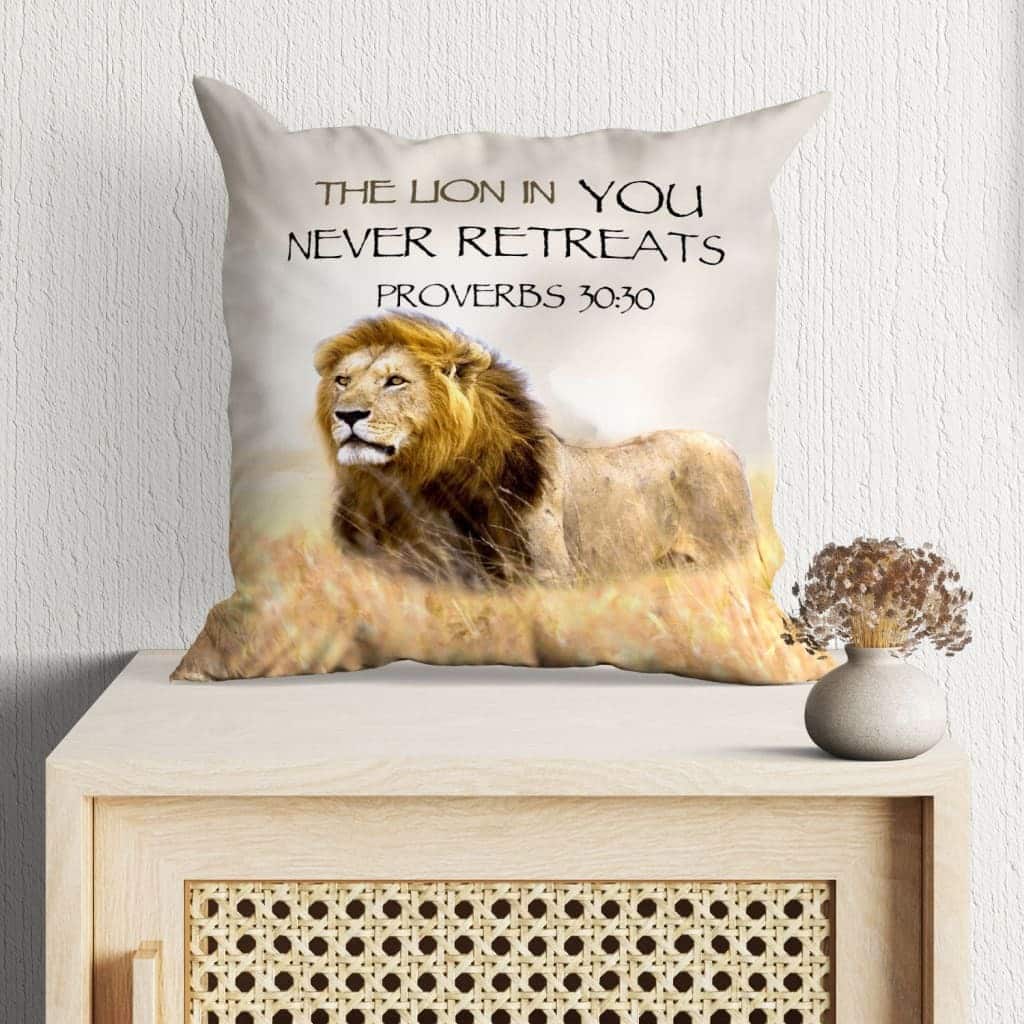 Proverbs 3030 The Lion In You Never Retreats Christian Pillow Proverbs 3030 The Lion In You Never Retreats Christian Pillow