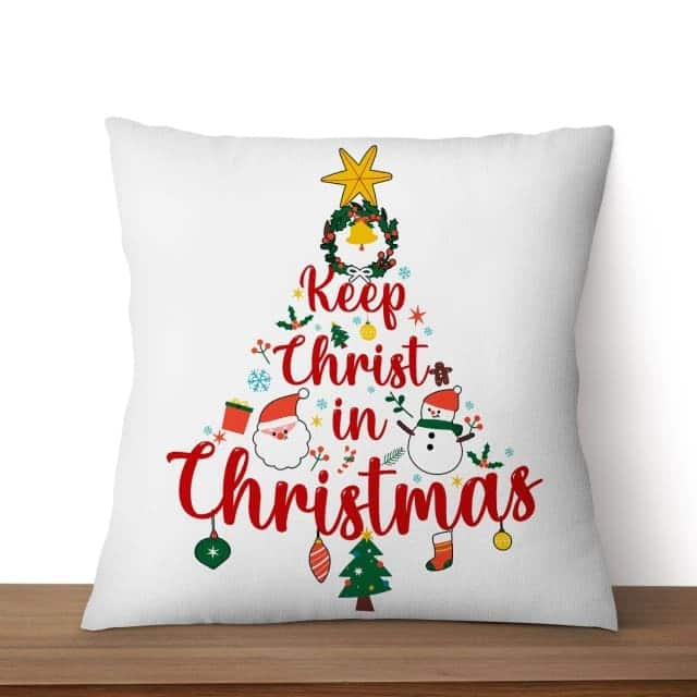 Keep Christ In Christmas Tree Xmas Faith Pillow