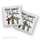 Keep Christ In Christmas Three Crosses Pillow