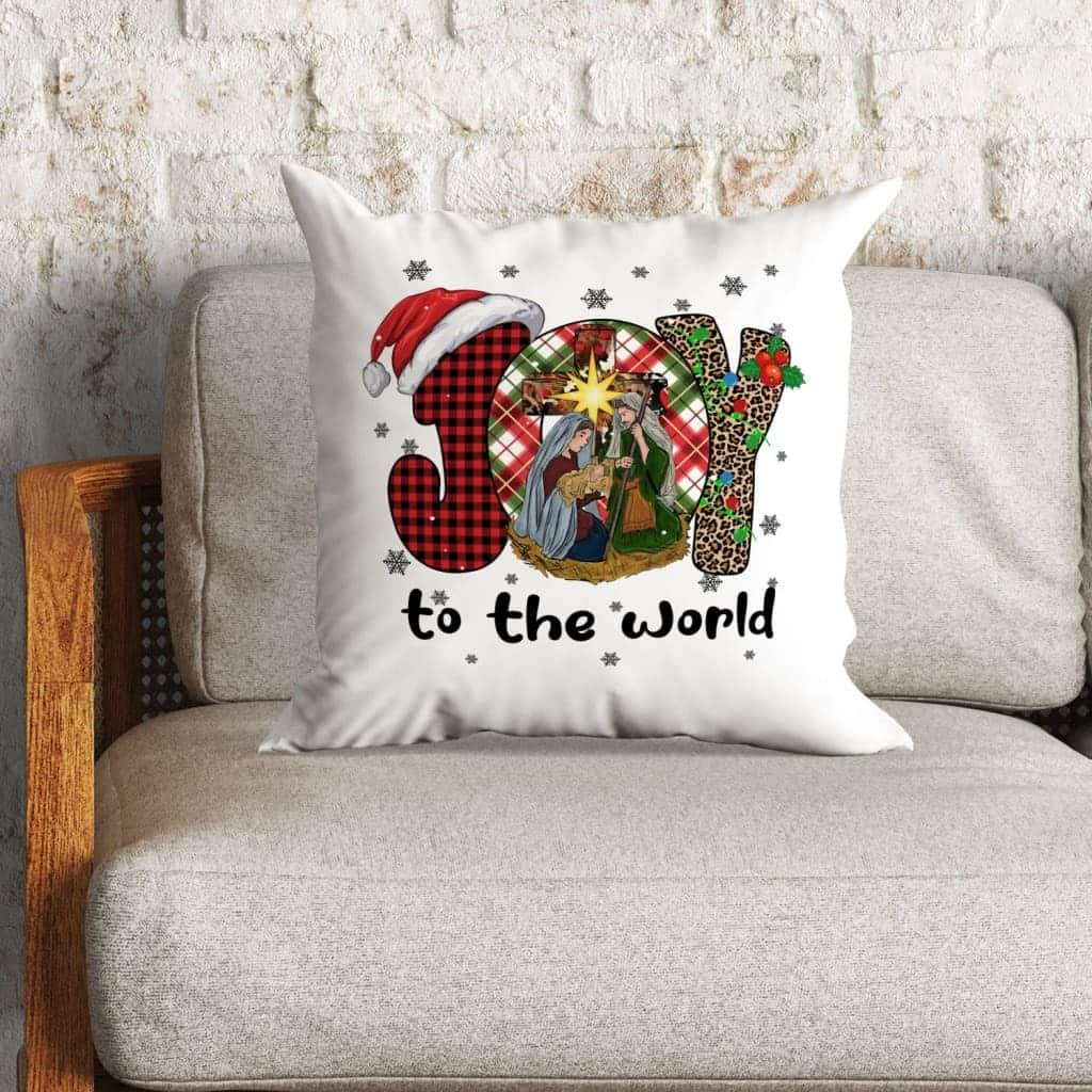 Joy To The World Buffalo Plaid Leopard Pillow