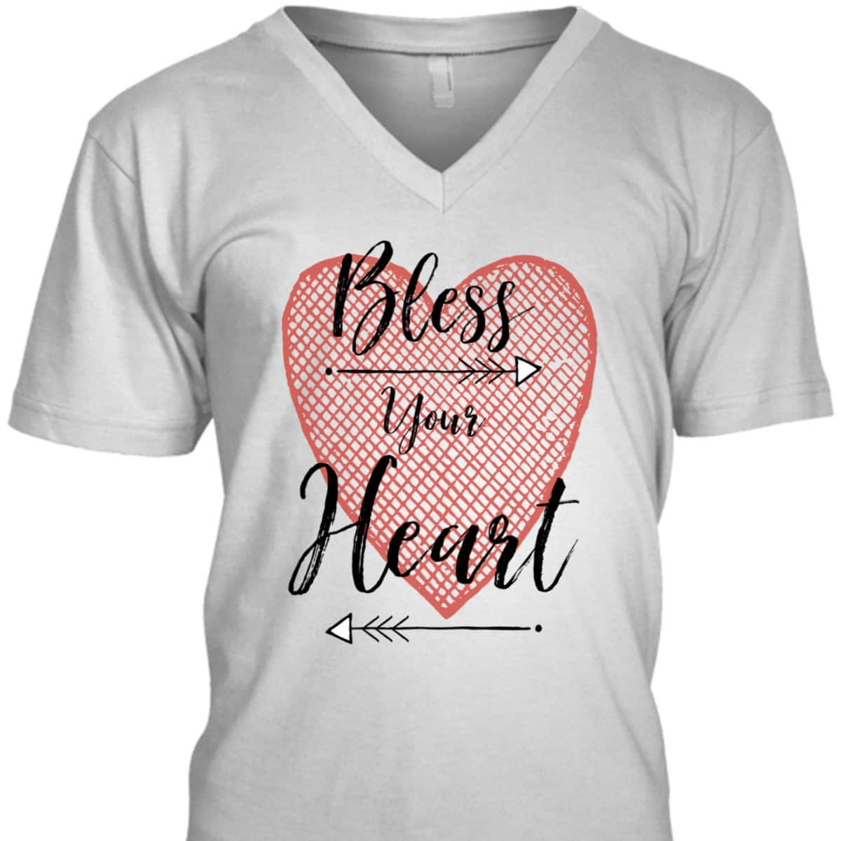 Bless Your Heart Cross Hatch Heart And Arrows T-Shirt Bless Your Heart Cross Hatch Heart And Arrows T-Shirt
