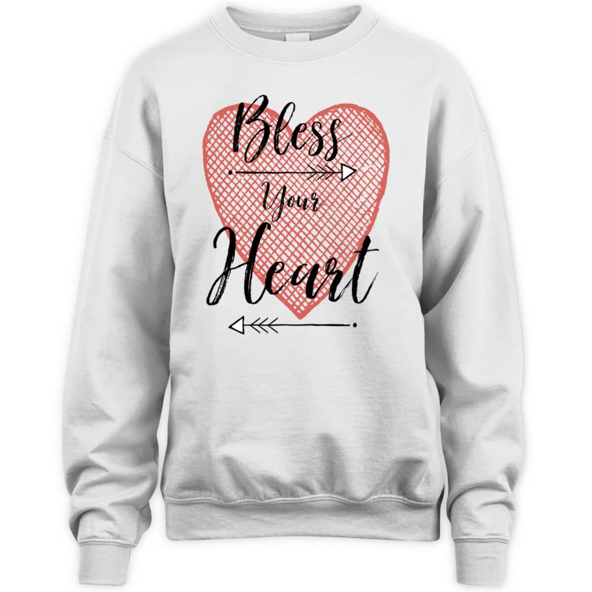 Bless Your Heart Cross Hatch Heart And Arrows T-Shirt Bless Your Heart Cross Hatch Heart And Arrows T-Shirt