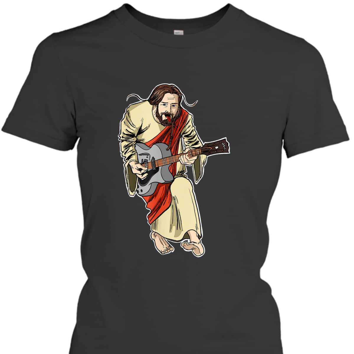 Rocker Jesus With Guitar Funny Rockstar Jesus T-Shirt Rocker Jesus With Guitar Funny Rockstar Jesus T-Shirt