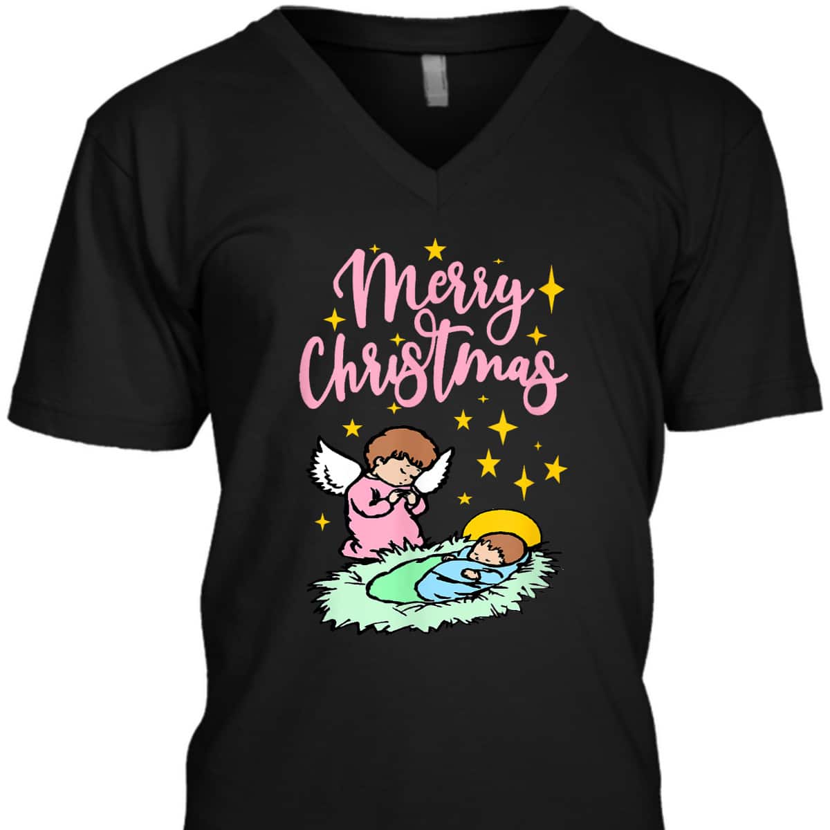 Baby Jesus With Angel Merry Christmas Nativity T-Shirt Baby Jesus With Angel Merry Christmas Nativity T-Shirt
