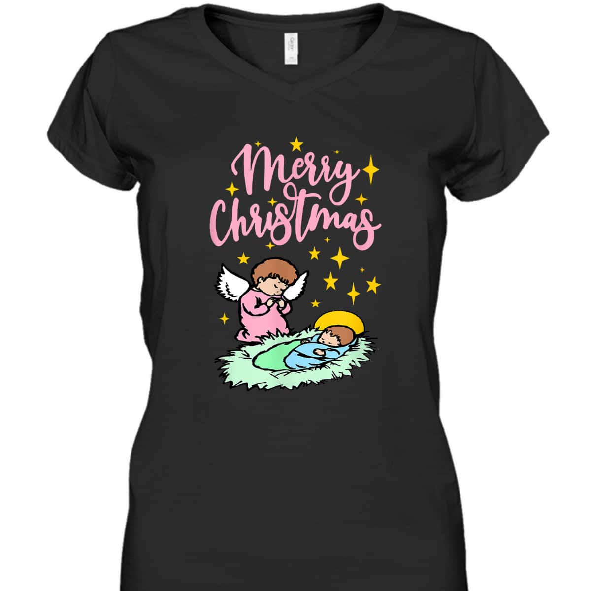 Baby Jesus With Angel Merry Christmas Nativity T-Shirt Baby Jesus With Angel Merry Christmas Nativity T-Shirt