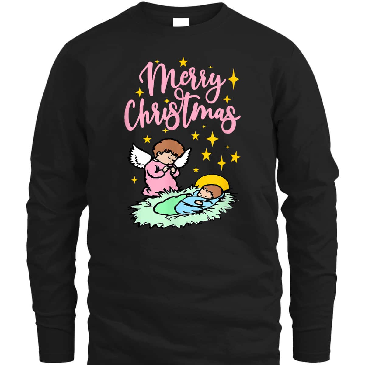 Baby Jesus With Angel Merry Christmas Nativity T-Shirt Baby Jesus With Angel Merry Christmas Nativity T-Shirt