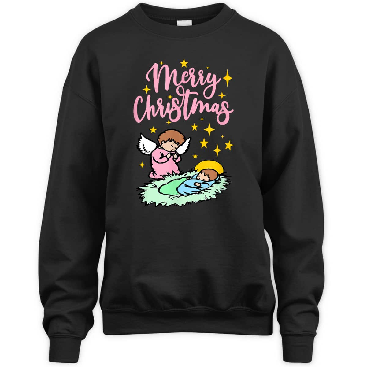 Baby Jesus With Angel Merry Christmas Nativity T-Shirt Baby Jesus With Angel Merry Christmas Nativity T-Shirt