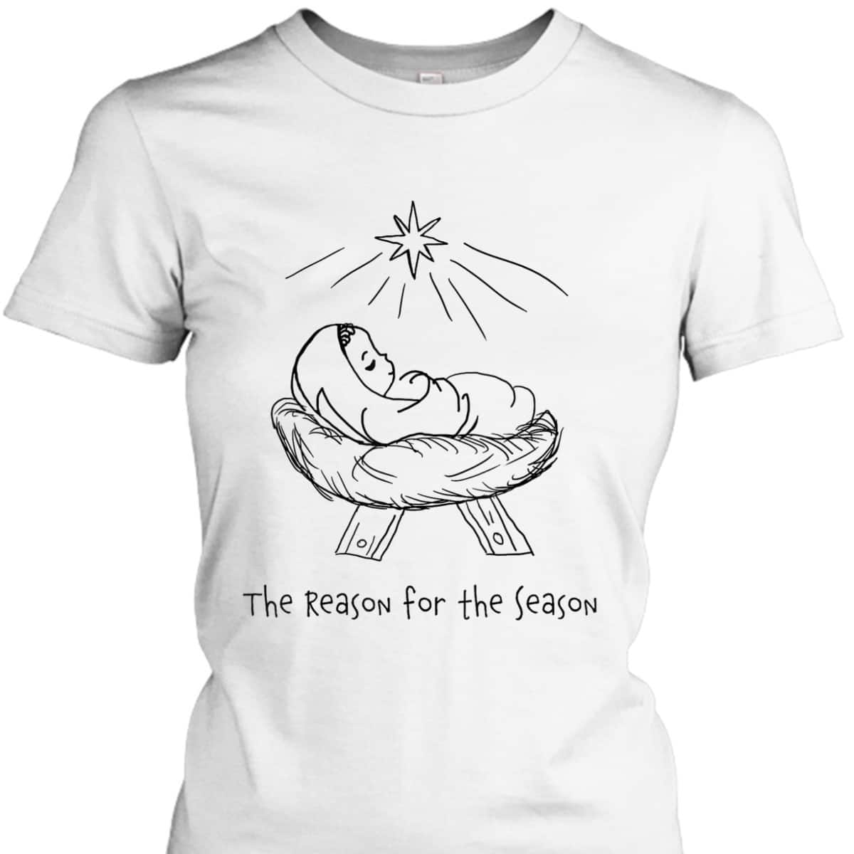 Religious Line Art Christmas Jesus The Reason For The Season T-Shirt Religious Line Art Christmas Jesus The Reason For The Season T-Shirt