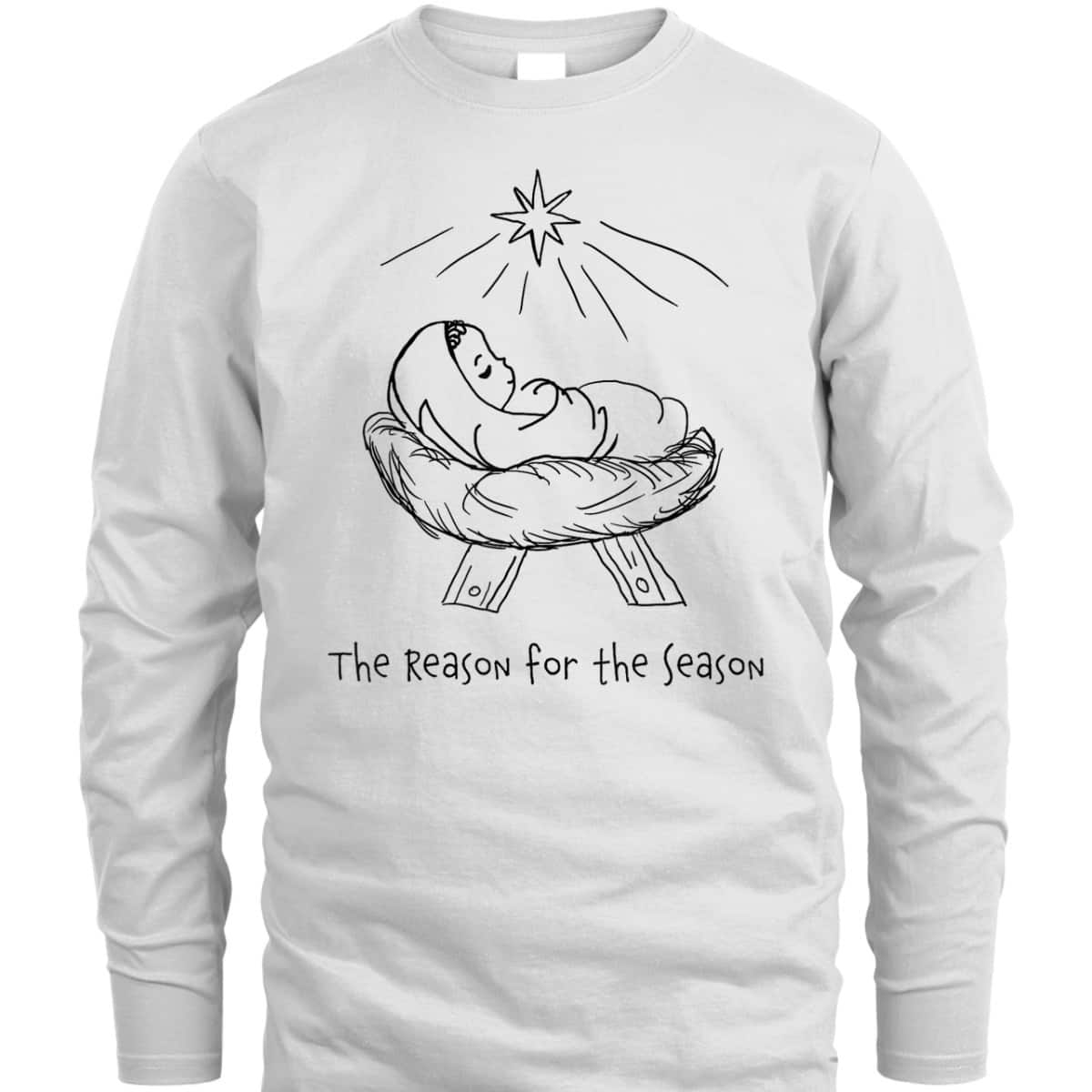 Religious Line Art Christmas Jesus The Reason For The Season T-Shirt Religious Line Art Christmas Jesus The Reason For The Season T-Shirt