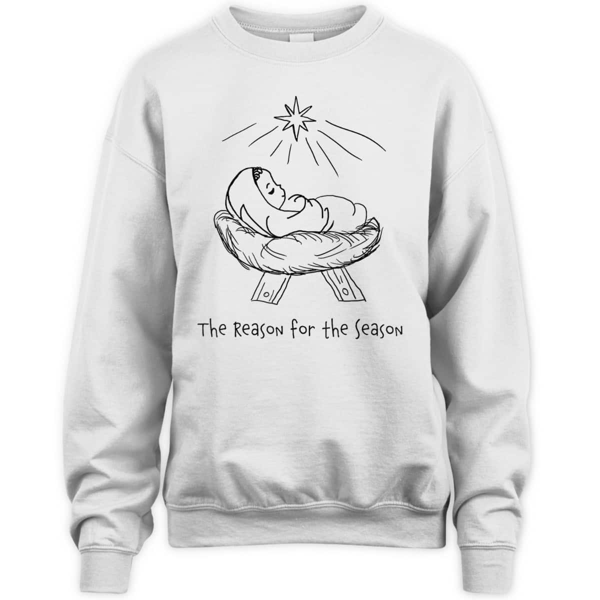 Religious Line Art Christmas Jesus The Reason For The Season T-Shirt Religious Line Art Christmas Jesus The Reason For The Season T-Shirt
