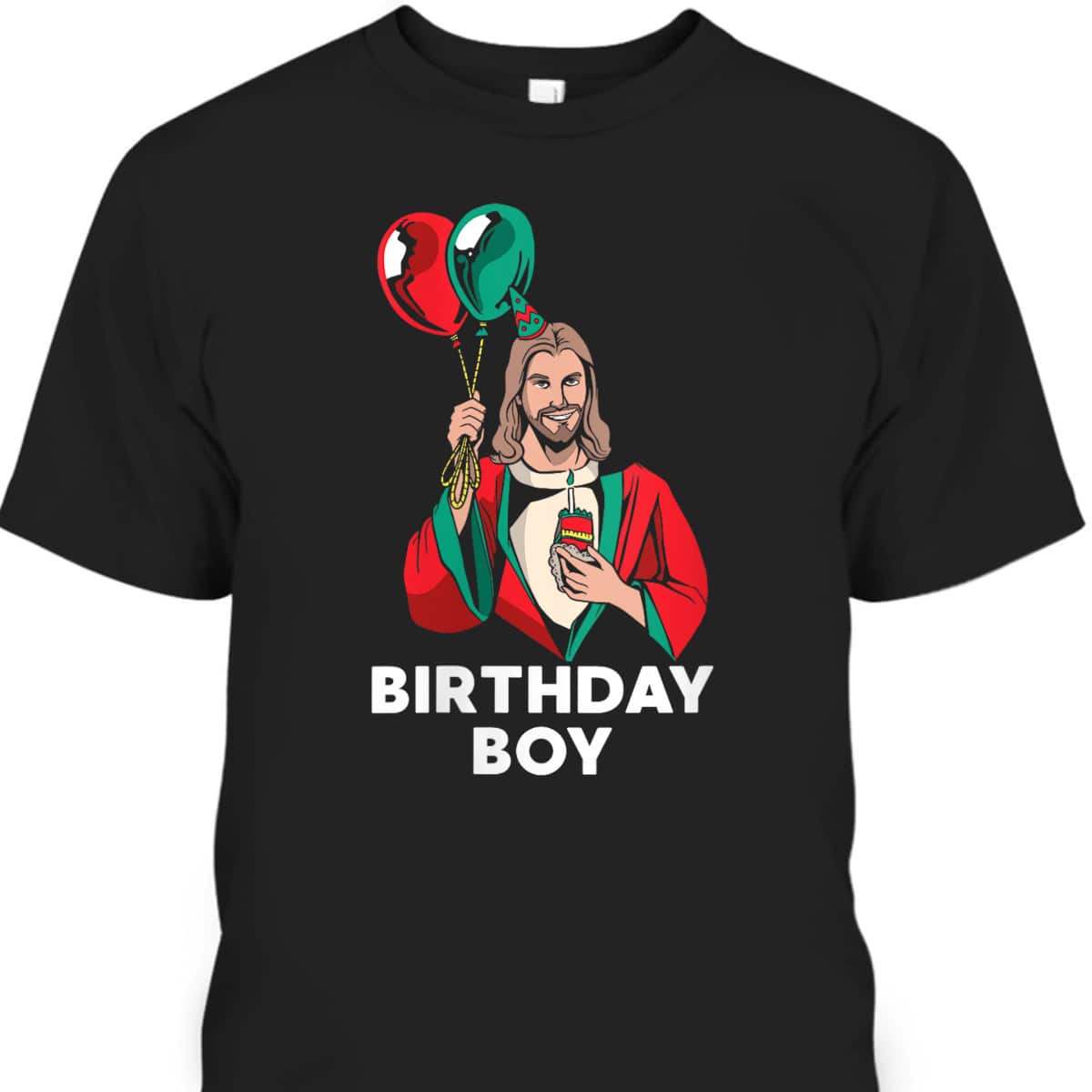 Birthday Boy Jesus Christ Santa Hat Christmas Christian T-Shirt