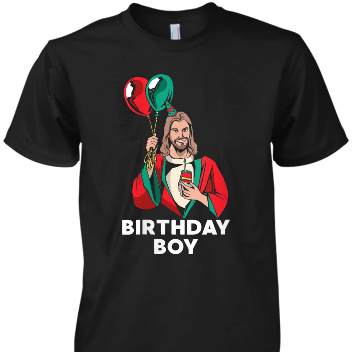 Birthday Boy Jesus Christ Santa Hat Christmas Christian T-Shirt Birthday Boy Jesus Christ Santa Hat Christmas Christian T-Shirt