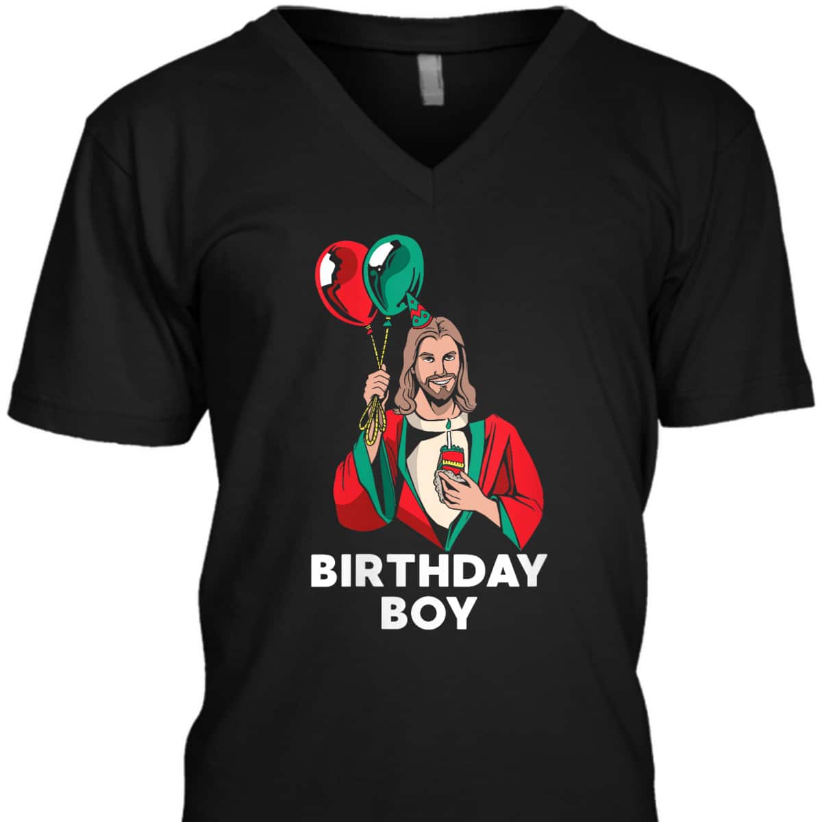 Birthday Boy Jesus Christ Santa Hat Christmas Christian T-Shirt Birthday Boy Jesus Christ Santa Hat Christmas Christian T-Shirt