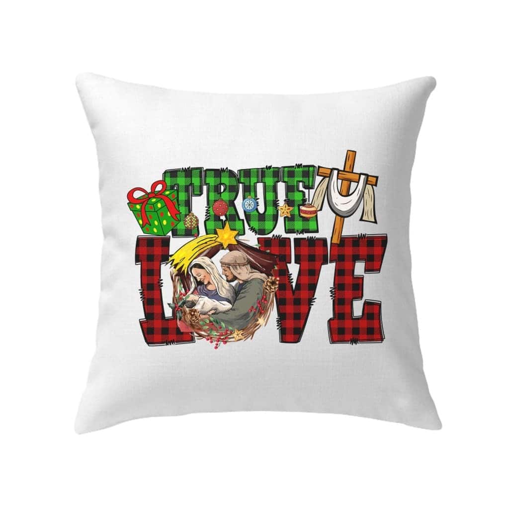 True Love Buffalo Plaid Christmas Cross Faith Pillow True Love Buffalo Plaid Christmas Cross Faith Pillow