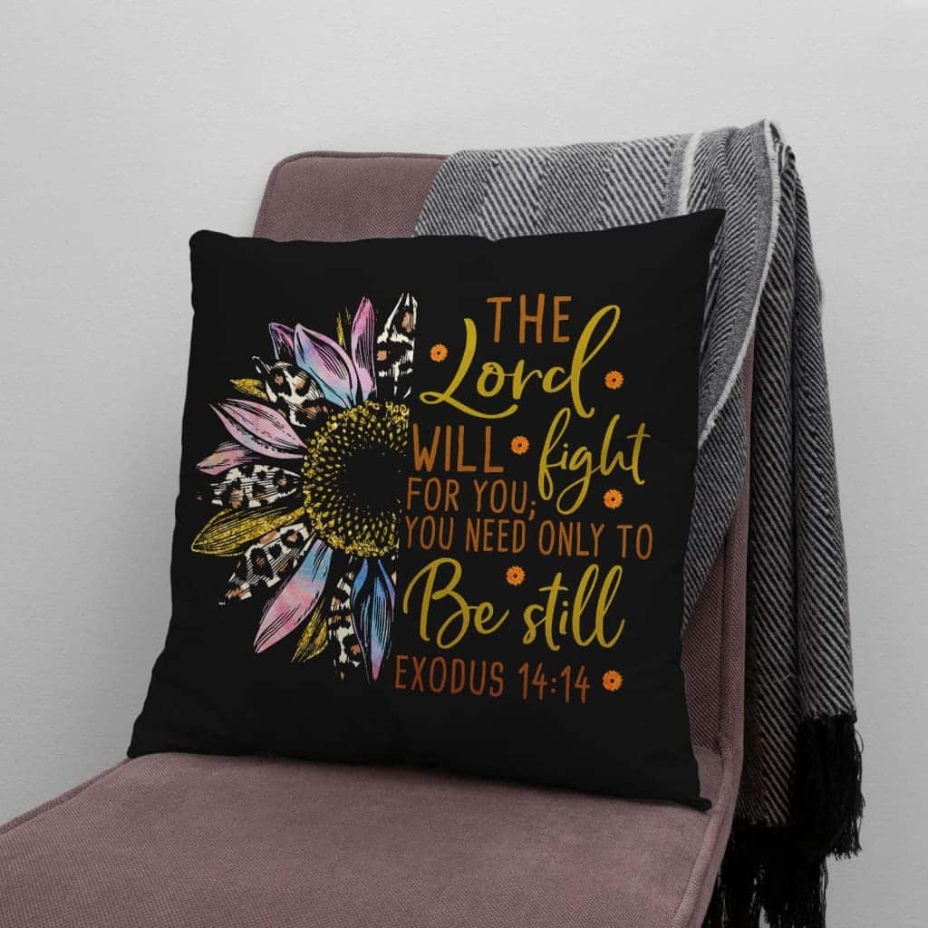 The Lord Will Fight For You Half Leopard Sunflower Christian Pillow The Lord Will Fight For You Half Leopard Sunflower Christian Pillow