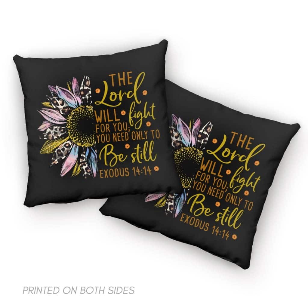 The Lord Will Fight For You Half Leopard Sunflower Christian Pillow The Lord Will Fight For You Half Leopard Sunflower Christian Pillow