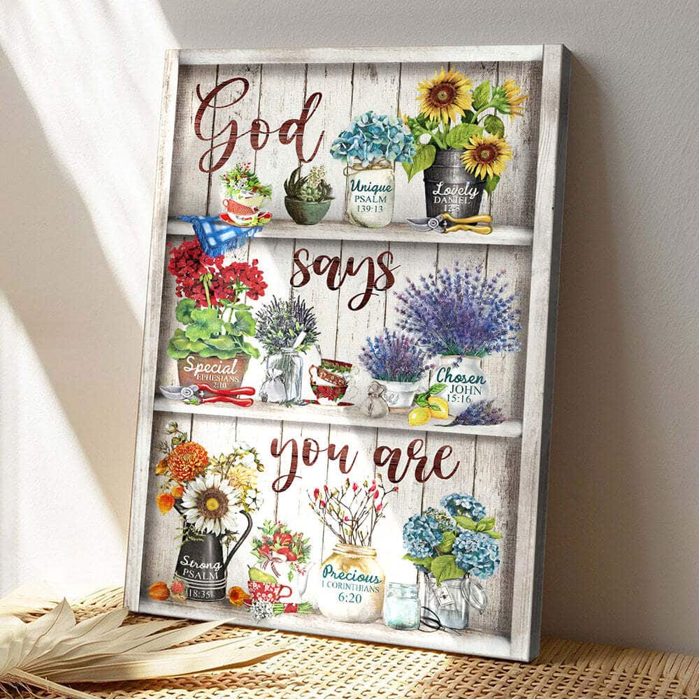 Christian Scripture God Says You Are Flower Jesus Canvas Print Christian Scripture God Says You Are Flower Jesus Canvas Print