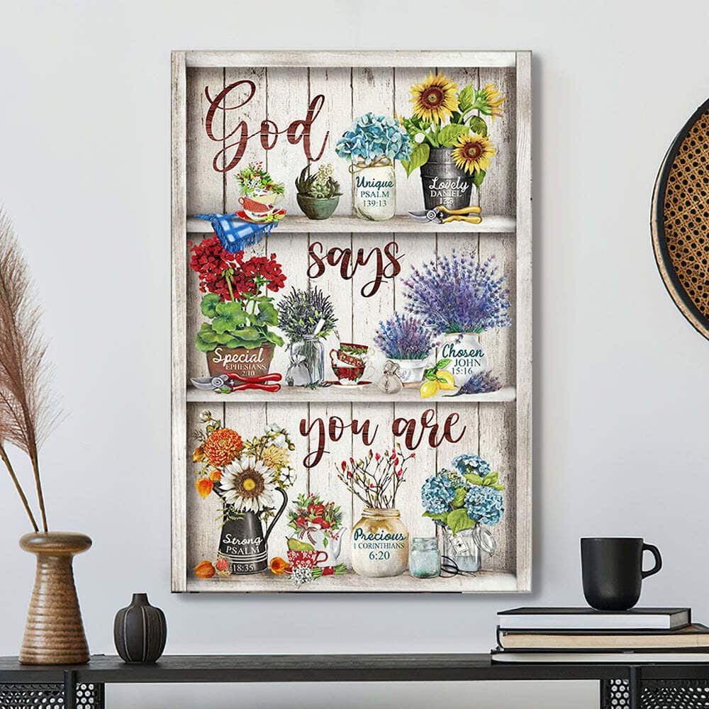 Christian Scripture God Says You Are Flower Jesus Canvas Print