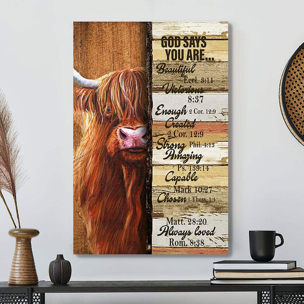 Bible Verse Painting Jesus God Says You Are Christian Religious Canvas Print