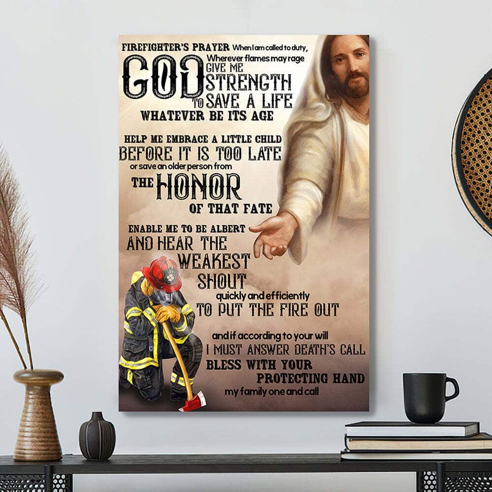 Bible Verse Christian Art God Helping Firefighter Jesus Canvas Print Bible Verse Christian Art God Helping Firefighter Jesus Canvas Print
