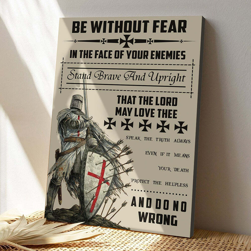 Bible Verse Painting Jesus Art Be Without Fear Knight Templar Canvas Print