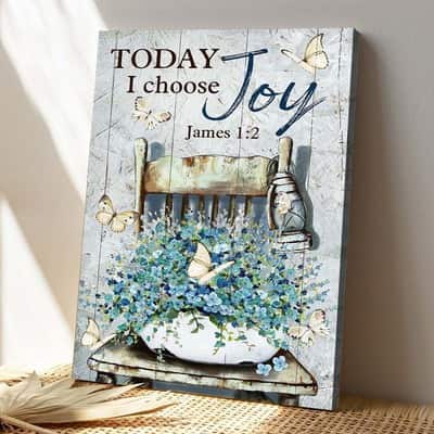 Christian Jesus And Butterflies Today I Choose Joy Bible Verse Canvas Print