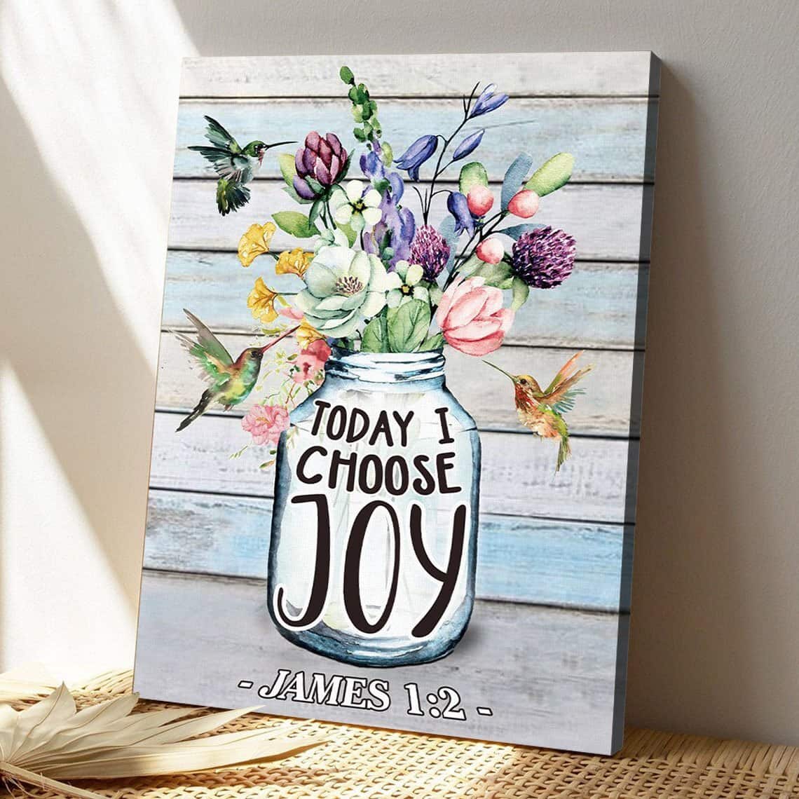 Christian Today I Choose Joy Vase Of Flowers Scripture Canvas Print Christian Today I Choose Joy Vase Of Flowers Scripture Canvas Print