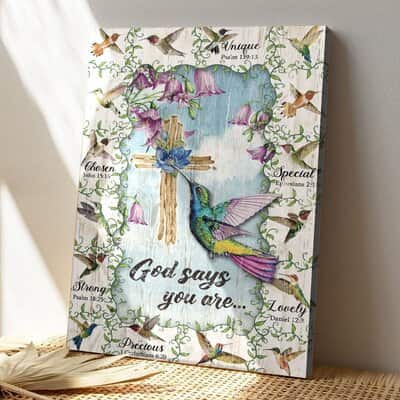 Christian Colorful Hummingbirds God Says You Are Canvas Bible Verse Canvas Print